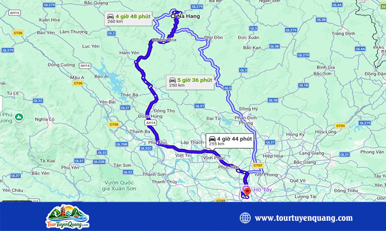 Na Hang Tuyên Quang cách Hà Nội bao nhiêu km