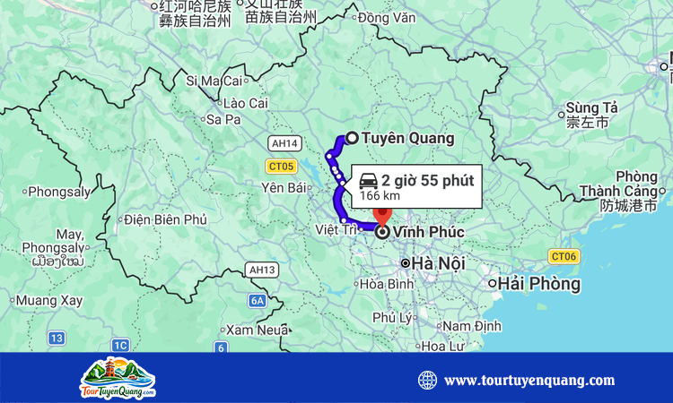 Tuyên Quang cách Vĩnh Phúc bao nhiêu km?
